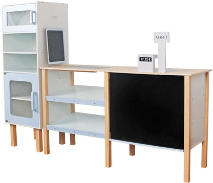 Magazin idealSTORE din Lemn, Joc de Rol, Stimuleaza Imaginatia, Pozitionarea Elementelor in Functie de Joc, Dezvolta Imaginatia, Comunicarea, Lucrul in Echipa, Vopsea Ecologica