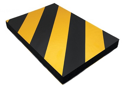 Panou protectie Reflectorizant, idealStore, din Spuma Moale, Utilizare in Garaj, Spatii de Parcare, are Rol de Ghidare si de Protejare, 30 x 20 cm, Galben Negru