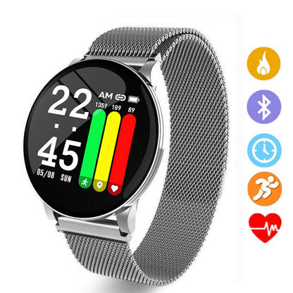Ceas SmartWatch si Bratara Fitness SMART COLLECTION, Display 1.3 inch, Monitorizare pasi si distanta, Detectarea frecventei cardiace, Functie Anti-lost, Photo Control, Notificari apeluri/mesaje, Impermeabilitate IP67, Metalica Silver