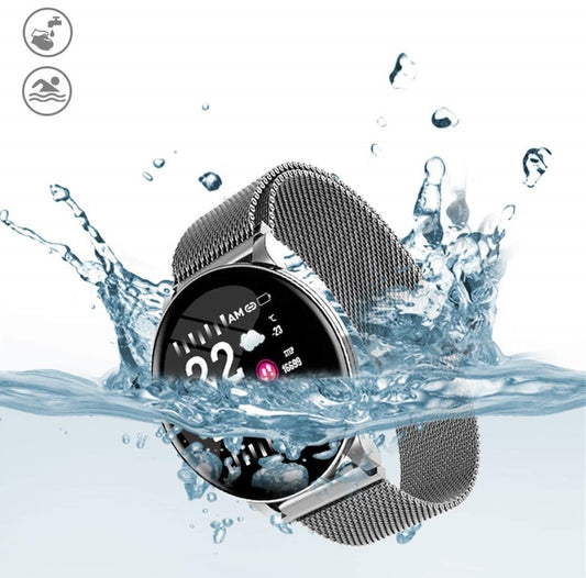 Ceas SmartWatch si Bratara Fitness SMART COLLECTION, Display 1.3 inch, Monitorizare pasi si distanta, Detectarea frecventei cardiace, Functie Anti-lost, Photo Control, Notificari apeluri/mesaje, Impermeabilitate IP67, Metalica Silver