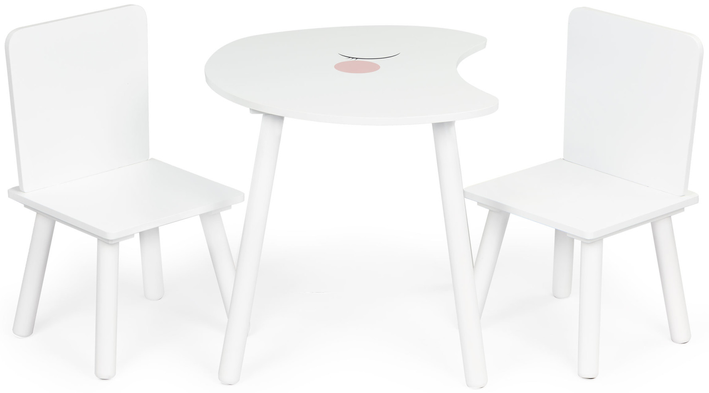 Set Masuta cu 2 scaune HomeWork Table idealSTORE Picioare din lemn de pin Blat MDF Ideal pentru blocuri de constructie sau pentru Lectura