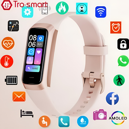 Ceas si Bratara Fitness Work Style IdealStore, Ecran AMOLED 1.1 inch, Preluare Apeluri si Mesaje Bluetooth, Monitorizare Ritm Cardiac si Somn, Temperatura Corporala, Pedometru, IP67, Alarma, Android-IOS, Long Battery, GOLD Edition