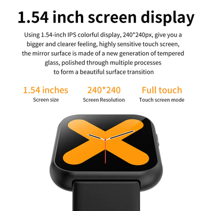 SmartWatch New Plus X6 idealSTORE, Ecran 1.54 inch, Bluetooth, Asistent Vocal Integrat, Notificari, Compatibil iOS si Android, Monitorizare Ritm Cardiac, Moduri Sport, Incarcare Rapida, Design Moder, Culoare Rosu