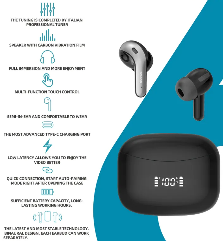 Casti Wireless idealStore XBO Headphone, Autonomie 35 ore, Microfon HD incorporat, Calitate audio Hi-Fi, Bass profund, Noise Cancelling, Afisaj LED, Bluetooth 5.0, Rezistent la Ploaie, Stropi de Apa, Multifunctionale, Ergonomice, Culoare Negru Lucios