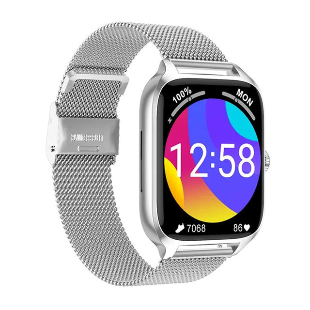 SmartWatch idealStore XiaBest, Apel Bluetooth, NFC, Asistent Vocal, urmarire GPS, Moduri sportive, Senzor Oxigen Caldura, Incarcare fara Fir, Frecventa Cardiaca, Tensiune Arteriala, Parola, Memento Menstrual, Curea Silver din Metal