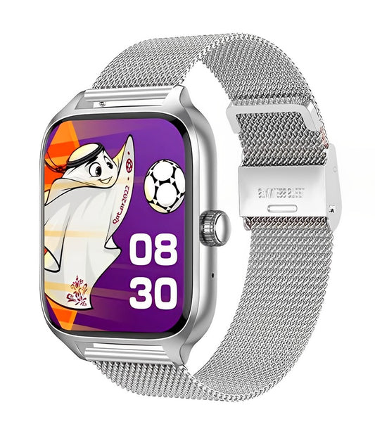 SmartWatch idealStore XiaBest, Apel Bluetooth, NFC, Asistent Vocal, urmarire GPS, Moduri sportive, Senzor Oxigen Caldura, Incarcare fara Fir, Frecventa Cardiaca, Tensiune Arteriala, Parola, Memento Menstrual, Curea Silver din Metal