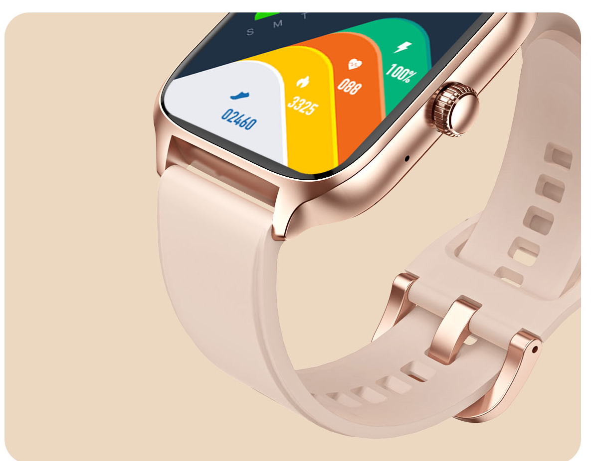 SmartWatch idealStore XiaBest, Apel Bluetooth, NFC, Asistent Vocal, urmarire GPS, Moduri sportive, Senzor Oxigen Caldura, Incarcare fara Fir, Frecventa Cardiaca, Tensiune Arteriala, Parola, Memento Menstrual, Curea Gold Rose din Silicon