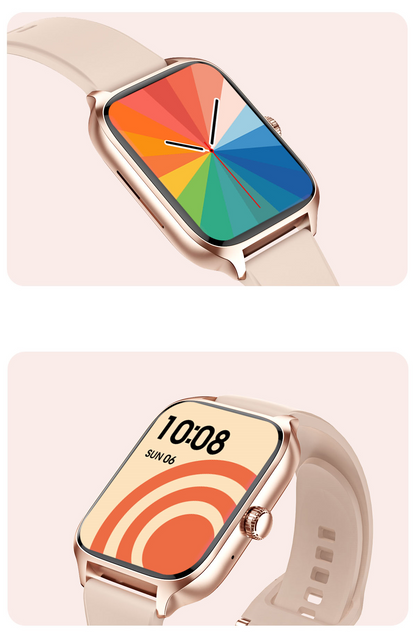 SmartWatch idealStore XiaBest, Apel Bluetooth, NFC, Asistent Vocal, urmarire GPS, Moduri sportive, Senzor Oxigen Caldura, Incarcare fara Fir, Frecventa Cardiaca, Tensiune Arteriala, Parola, Memento Menstrual, Curea Gold Rose din Silicon