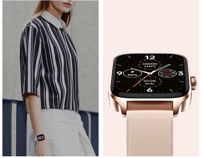 SmartWatch idealStore XiaBest, Apel Bluetooth, NFC, Asistent Vocal, urmarire GPS, Moduri sportive, Senzor Oxigen Caldura, Incarcare fara Fir, Frecventa Cardiaca, Tensiune Arteriala, Parola, Memento Menstrual, Curea Gold Rose din Silicon