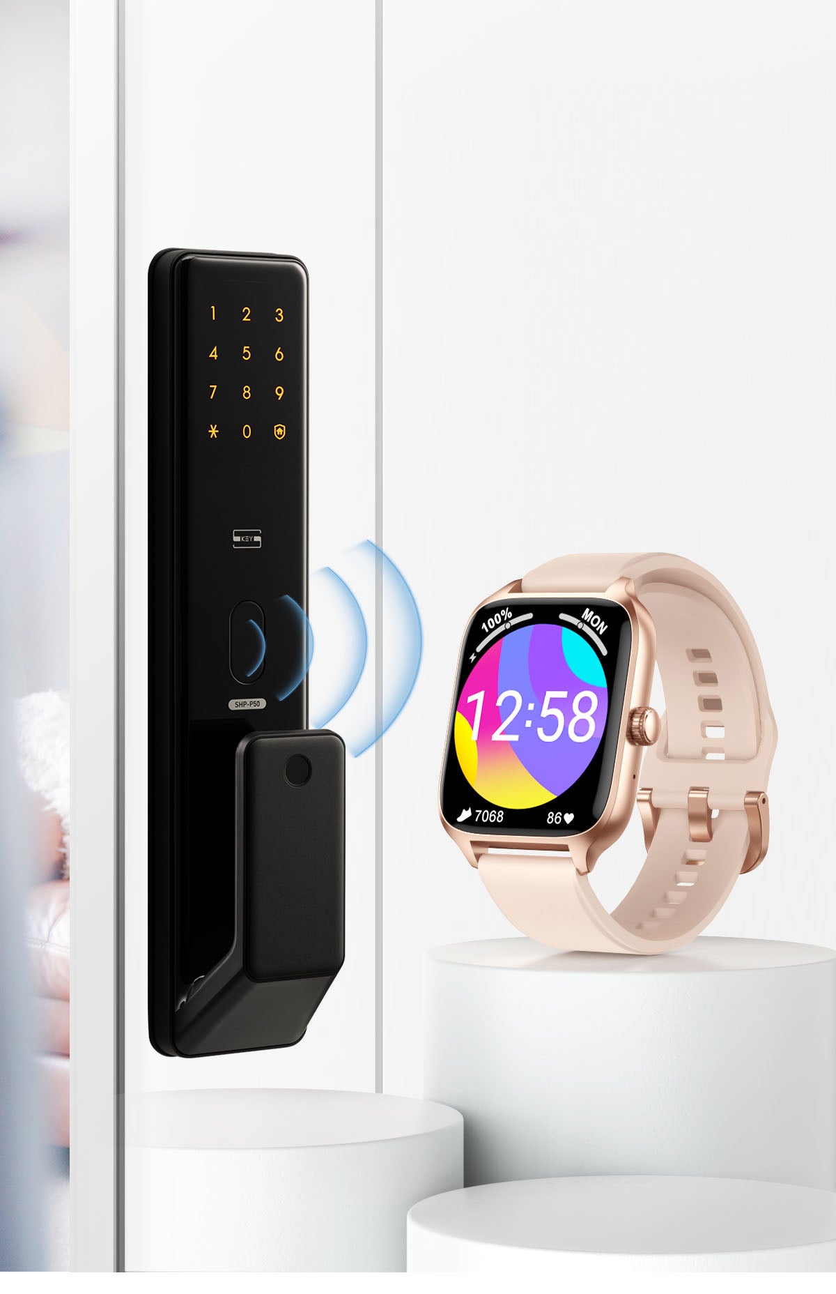 SmartWatch idealStore XiaBest, Apel Bluetooth, NFC, Asistent Vocal, urmarire GPS, Moduri sportive, Senzor Oxigen Caldura, Incarcare fara Fir, Frecventa Cardiaca, Tensiune Arteriala, Parola, Memento Menstrual, Curea Gold Rose din Silicon