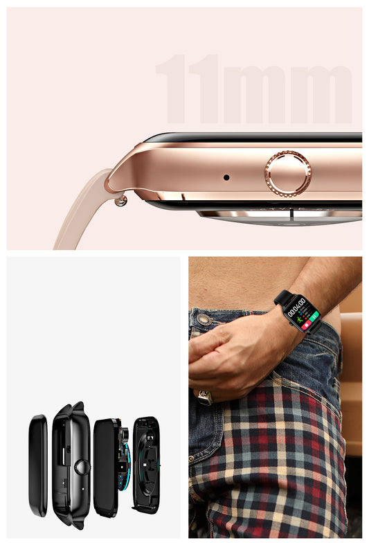 SmartWatch idealStore XiaBest, Apel Bluetooth, NFC, Asistent Vocal, urmarire GPS, Moduri sportive, Senzor Oxigen Caldura, Incarcare fara Fir, Frecventa Cardiaca, Tensiune Arteriala, Parola, Memento Menstrual, Curea Gold Rose din Silicon