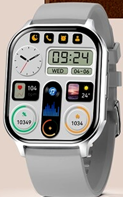 Smartwach XiaWatch idealSTORE, ecran AMOLED, Efectuare Apel Bluetooth HD, NFC, Asistent Vocal, Monitorizare Sanatate, Aplicatie Bursiera, Test Respiratie si Stres, Respingere Apel, Mod MultiSport, Silicon Gri