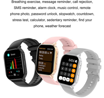 Smartwach XiaWatch idealSTORE, ecran AMOLED, Efectuare Apel Bluetooth HD, NFC, Asistent Vocal, Monitorizare Sanatate, Aplicatie Bursiera, Test Respiratie si Stres, Respingere Apel, Mod MultiSport, Silicon Roz