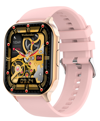 Smartwach XiaWatch idealSTORE, ecran AMOLED, Efectuare Apel Bluetooth HD, NFC, Asistent Vocal, Monitorizare Sanatate, Aplicatie Bursiera, Test Respiratie si Stres, Respingere Apel, Mod MultiSport, Silicon Roz