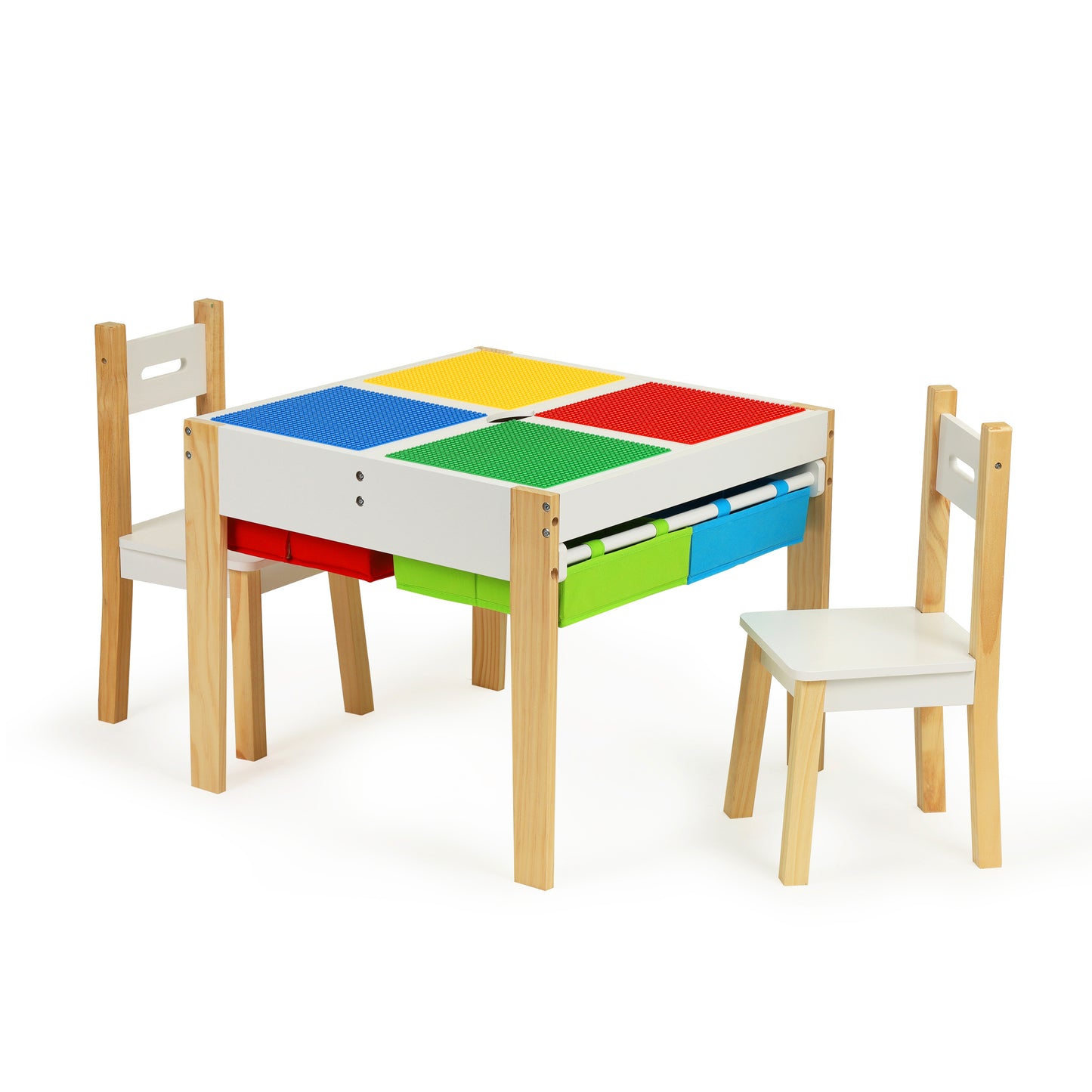 Set Masuta cu Scaune idealStore Funny Table, Blat MDF Detasabil, Masa Compartimentata, Picioare Solide din Pin, Scaune Confortabile, Rezistenta la Zgarieturi, Design Modern