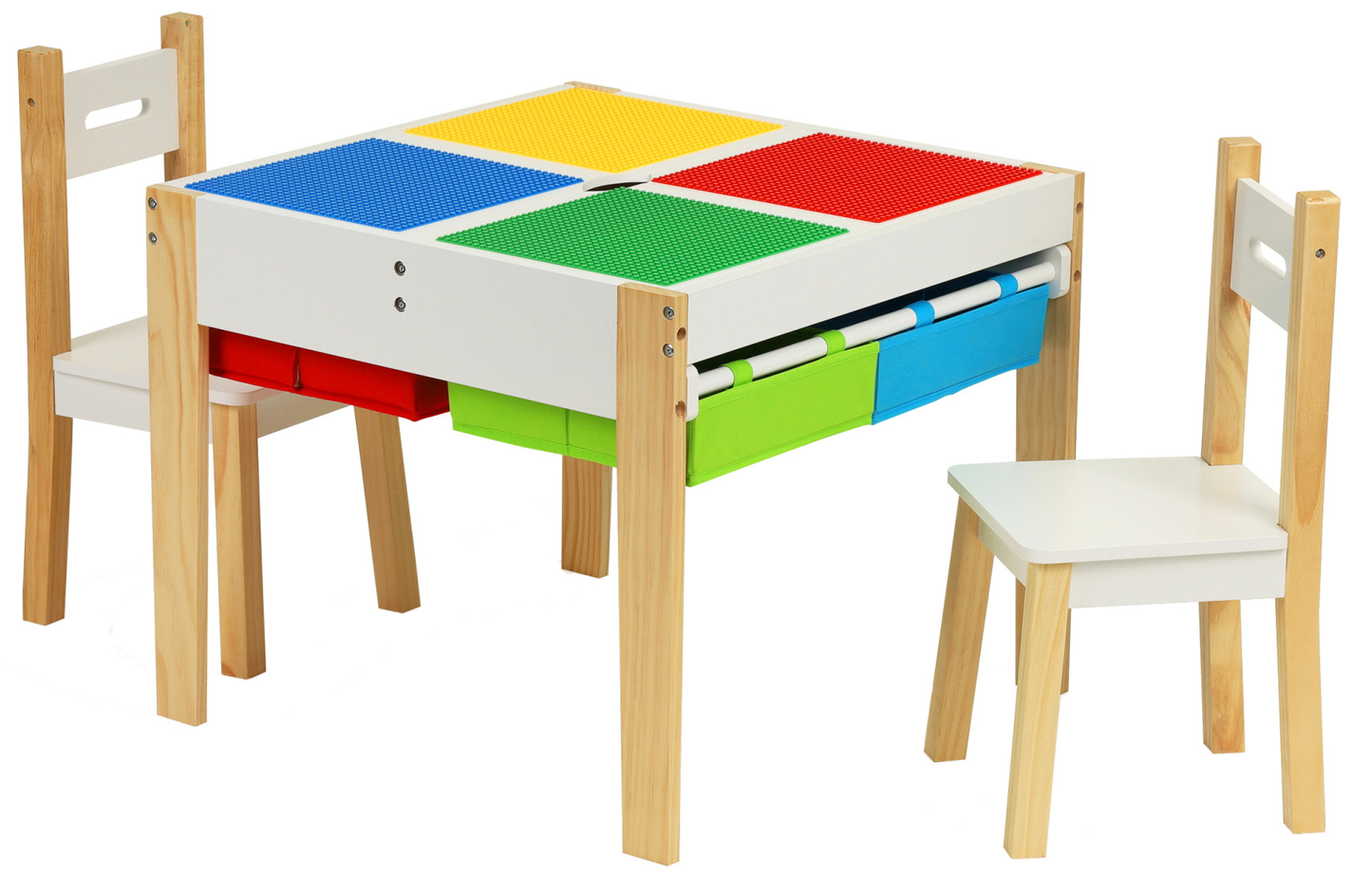 Set Masuta cu Scaune idealStore Funny Table, Blat MDF Detasabil, Masa Compartimentata, Picioare Solide din Pin, Scaune Confortabile, Rezistenta la Zgarieturi, Design Modern