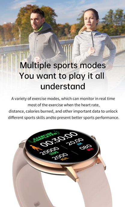 Ceas Smartwatch si Bratara Fitness XoXo idealSTORE, Ecran Tactil Complet IPS Apelare Bluetooth, Notificari Monitorizeaza Ritmul Cardiac, Oxigenul din Sange, Somn, Muzica, IP67, Multi-Sport, Asistent vocal, Android-IOS, Long Battery, Gold Edition