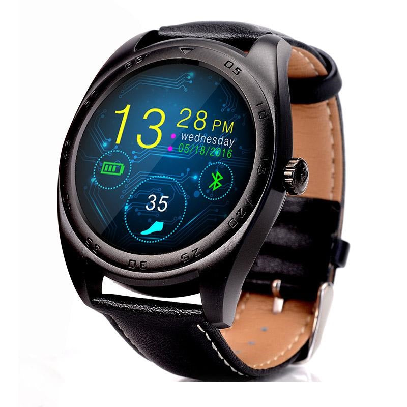 Ceas Smartwach IDL Knight K89, model, Display Color, curea piele neagra fina, design elegant, G-senzor, Monitorizare bataile inimii, Android/ios, culoare Negru