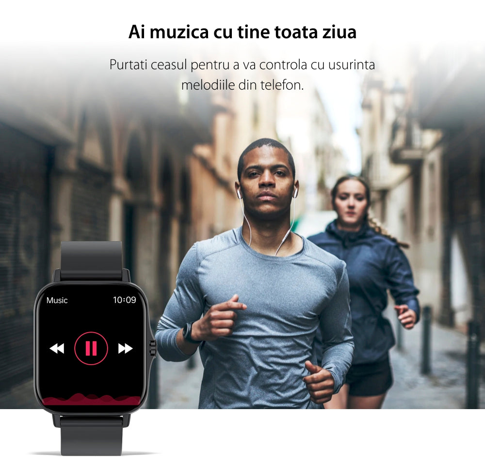 Ceas SmartWatch Y20 SquareStyle idealStore, Waterproof, Ecran Tactil HD, 1.7 inch, Compatibilitate Android/iOS, Bluetooth, Notificari Whatsapp/Facebook, Date Sincronizate, Mod Sport, Pedometru, Monitorizeaza Ritmul Cardiac, Negru