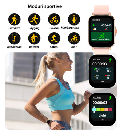 Ceas SmartWatch Y20 SquareStyle idealStore, Waterproof, Ecran Tactil HD, 1.7 inch, Compatibilitate Android/iOS, Bluetooth, Notificari Whatsapp/Facebook, Date Sincronizate, Mod Sport, Pedometru, Monitorizeaza Ritmul Cardiac