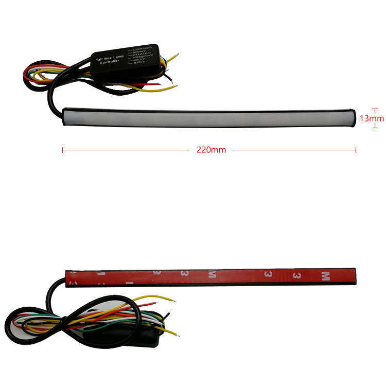 Banda lumina de zi DRL idealSTORE 30cm cu functie de semnalizare dinamica si fir separat pentru flash, Lumina alba + semnalizare dinamica galbena, Tensiune 12V