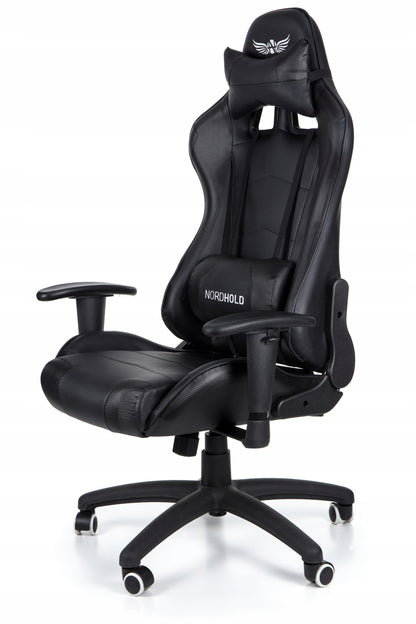 Scaun Gaming Reglabil cu mecanism TILT idealSTORE Racing eSPORT COLLECTION, Asigura pozitia si confortul corect al corpului, Echipat cu cotiere reglabile, perne confortabile, Posibilitatea modificarii unghiului spatarului pana la 180 , Negru