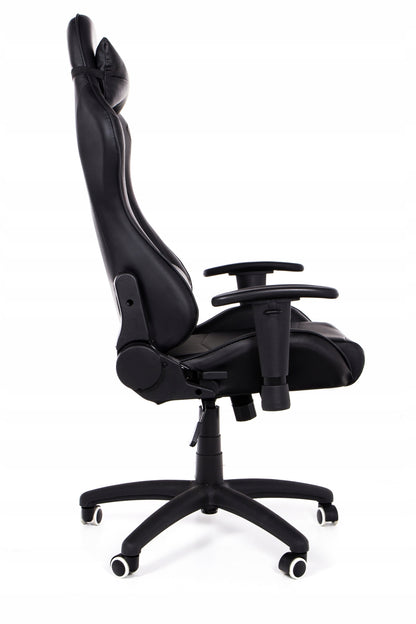 Scaun Gaming Reglabil cu mecanism TILT idealSTORE Racing eSPORT COLLECTION, Asigura pozitia si confortul corect al corpului, Echipat cu cotiere reglabile, perne confortabile, Posibilitatea modificarii unghiului spatarului pana la 180 , Negru
