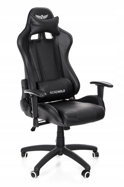 Scaun Gaming Reglabil cu mecanism TILT idealSTORE Racing eSPORT COLLECTION, Asigura pozitia si confortul corect al corpului, Echipat cu cotiere reglabile, perne confortabile, Posibilitatea modificarii unghiului spatarului pana la 180 , Negru