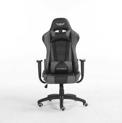 Scaun Gaming Reglabil cu mecanism TILT idealSTORE Racing eSPORT COLLECTION, Asigura pozitia si confortul corect al corpului, Echipat cu cotiere reglabile, perne confortabile, Posibilitatea modificarii unghiului spatarului pana la 180 , Gri