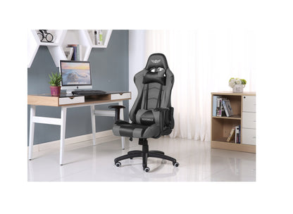 Scaun Gaming Reglabil cu mecanism TILT idealSTORE Racing eSPORT COLLECTION, Asigura pozitia si confortul corect al corpului, Echipat cu cotiere reglabile, perne confortabile, Posibilitatea modificarii unghiului spatarului pana la 180 , Gri