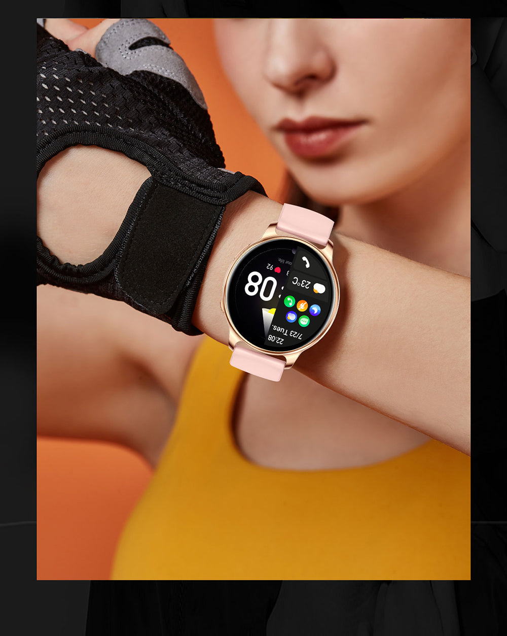 Smartwatch Yolo GOLD IdealStore Full HD, Ecran de 1,32 Inch cu rezolutie 360x360, Monitorizare tensiune arteriala si frecventa cardiaca, Rezistent la apa IP67, Preluare apeluri Bluetooth, Mod multi-sport, Sistem de operare Android sau IOS