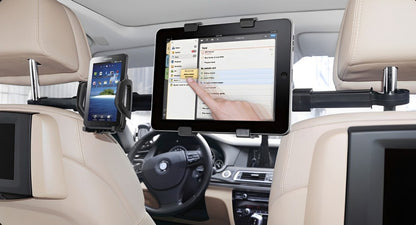 Suport auto pentru telefon si tableta idealSTORE, Prindere intre tetiere, Model Universal pentru orice tip de telefon, Din plastic de inalta calitate, Negru