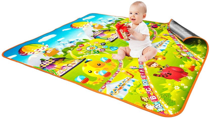 Covor interactiv pentru copii IDL MY FARM VILLE 2019, DIMENSIUNI: 150 x 180 x 0.5 cm, Stimuleaza simturile, invata si incurajeaza jocul creativ, Culori vii cu printuri de poveste, Asigura o izolare termica excelenta, Multicolor