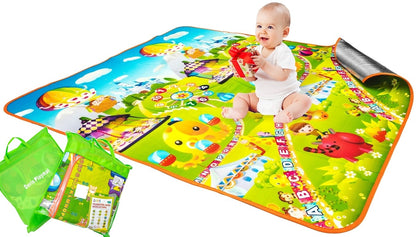 Covor interactiv pentru copii IDL MY FARM VILLE 2019, DIMENSIUNI: 150 x 180 x 0.5 cm, Stimuleaza simturile, invata si incurajeaza jocul creativ, Culori vii cu printuri de poveste, Asigura o izolare termica excelenta, Multicolor