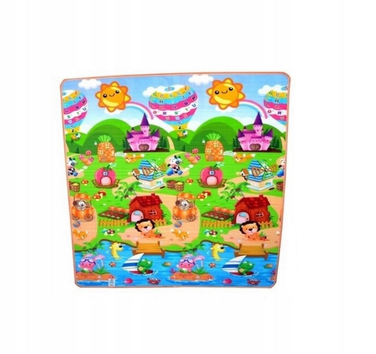 Covor interactiv pentru copii IDL MY Village Farm 2019, DIMENSIUNI: 200 x 180 x 0.5 cm, Stimuleaza simturile, invata si incurajeaza jocul creativ, Culori vii cu printuri de poveste, Asigura o izolare termica excelenta, Verde