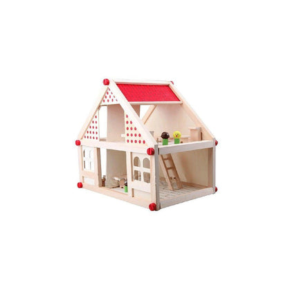 Casuta de Papusi din Lemn cu mobilier idealSTORE Girl Wood Residence, Dimensiuni 38 x 40 x 26 cm, Echipata cu 4 figurine simbolice si elemente individuale ce pot fi pictate manual