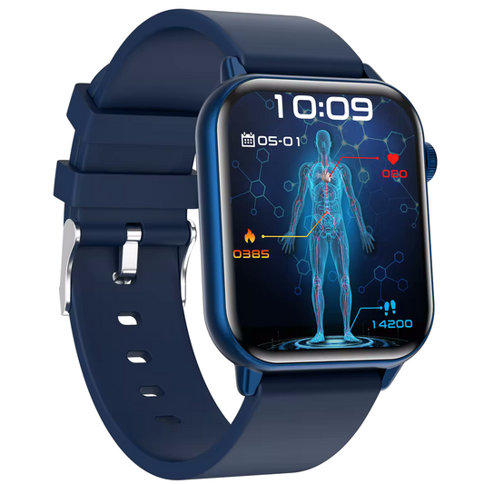 Smartwatch idealSTORE ZFit, Ecran AMOLED, Apel Bluetooth, Asistent Vocal, Functie Apel SOS, 100 Moduri Sportive, Monitorizare Sanatate, Memento Inteligent, Rezistent la apa IP67, Preluare Apeluri Telefonice, Bratara din Silicon, Culoare Albastru