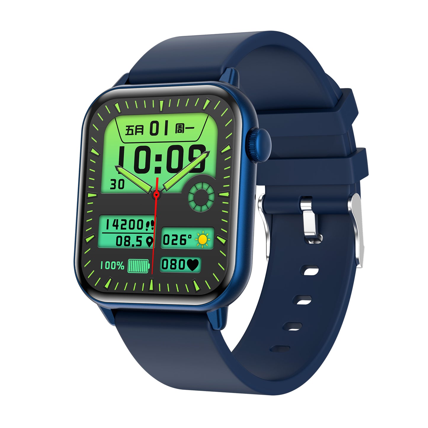 Smartwatch idealSTORE ZFit, Ecran AMOLED, Apel Bluetooth, Asistent Vocal, Functie Apel SOS, 100 Moduri Sportive, Monitorizare Sanatate, Memento Inteligent, Rezistent la apa IP67, Preluare Apeluri Telefonice, Bratara din Silicon, Culoare Albastru