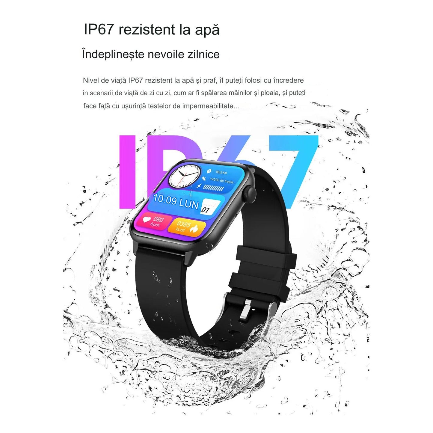 Smartwatch idealSTORE ZFit, Ecran AMOLED, Apel Bluetooth, Asistent Vocal, Functie Apel SOS, 100 Moduri Sportive, Monitorizare Sanatate, Memento Inteligent, Rezistent la apa IP67, Preluare Apeluri Telefonice, Bratara din Silicon, Culoare Bej