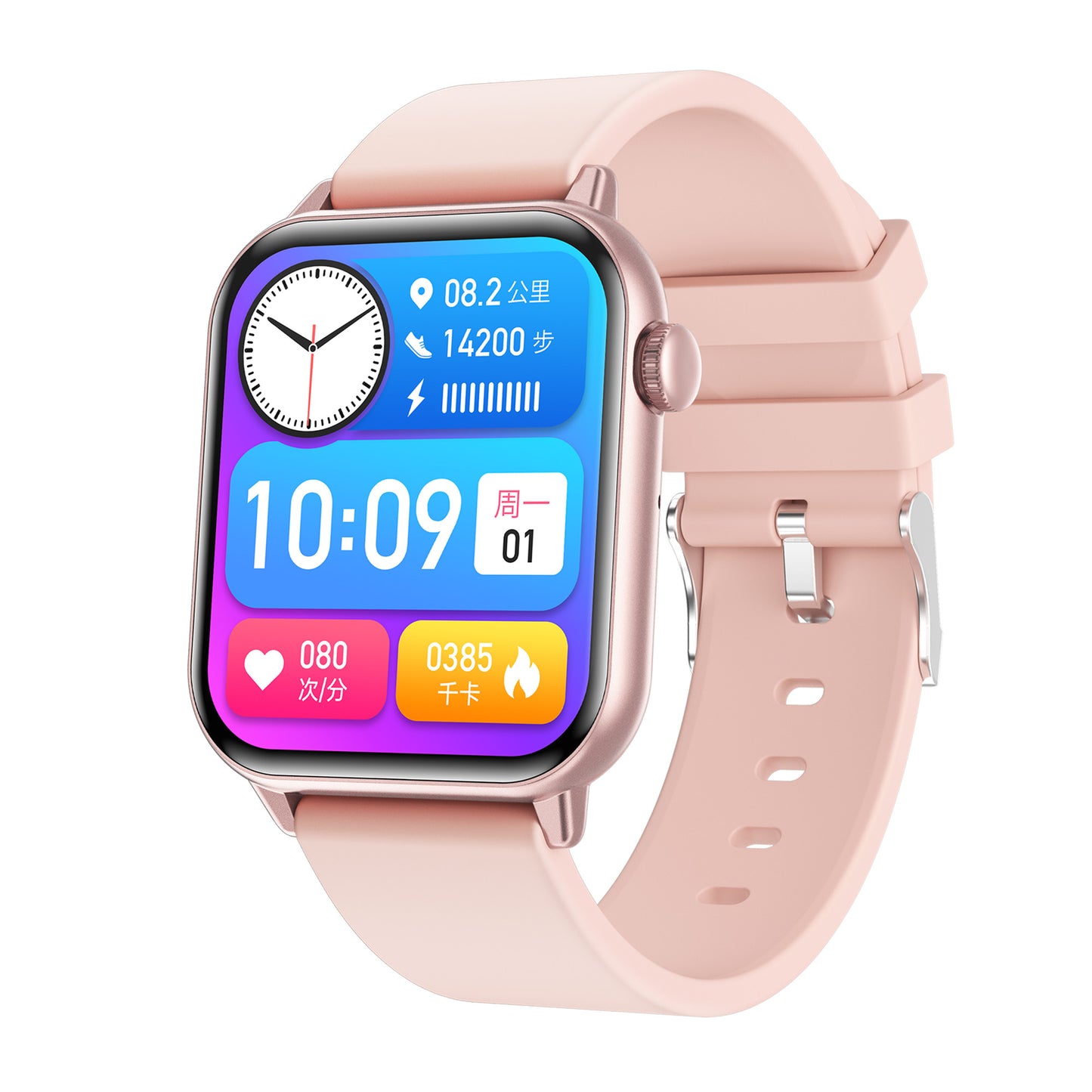 Smartwatch idealSTORE ZFit, Ecran AMOLED, Apel Bluetooth, Asistent Vocal, Functie Apel SOS, 100 Moduri Sportive, Monitorizare Sanatate, Memento Inteligent, Rezistent la apa IP67, Preluare Apeluri Telefonice, Bratara din Silicon, Culoare Roz