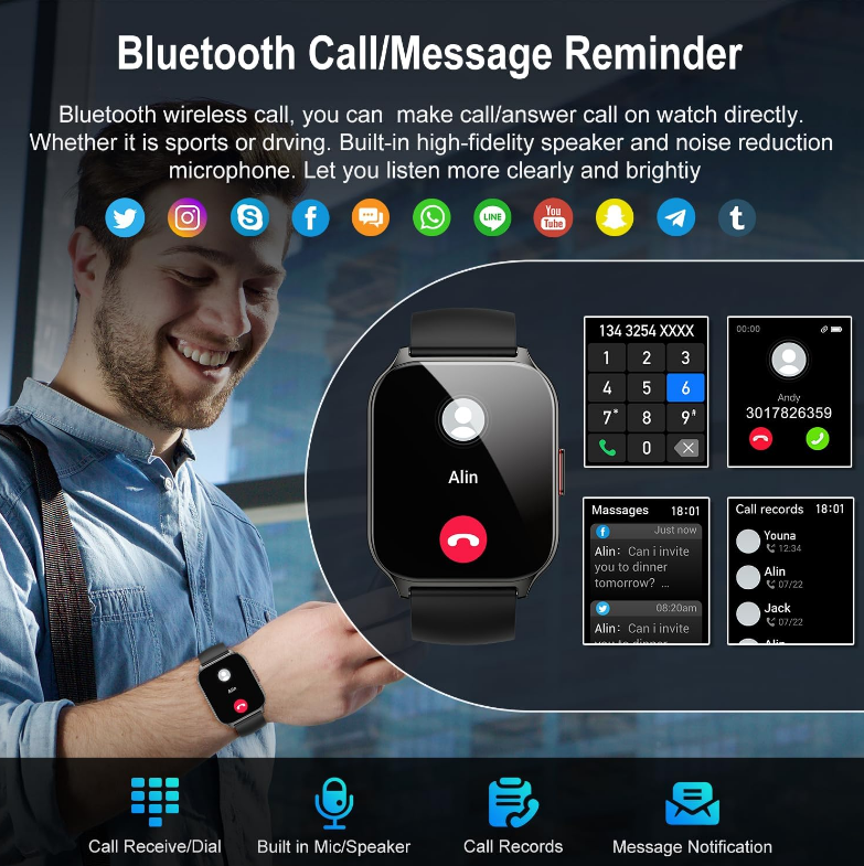 Ceas SmartWatch ZonStyleFit idealSTORE, Ecran Tactil 2,01, Android/IOS, Difuzor-Microfon, Control Muzica, Camera, Apeluri, Mesaje, Whatss, Facebook, Vreme, Fitness Traker, IP67, Ritm Cardiac, Tensiune Arteriala, SpO2, Monitorizare Somn, Sport