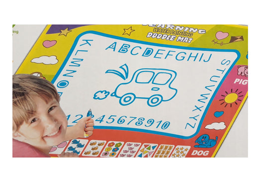 Covoras creativ pentru pictura idealSTORE Magic Water Paint, Dimensiuni 80 x 60 cm, Confectionat dintr-o panza de ulei, Sustine dezvoltarea creativitatii, invata precizia si sporeste imaginatia