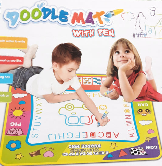 Covoras creativ pentru pictura idealSTORE Magic Water Paint, Dimensiuni 80 x 60 cm, Confectionat dintr-o panza de ulei, Sustine dezvoltarea creativitatii, invata precizia si sporeste imaginatia