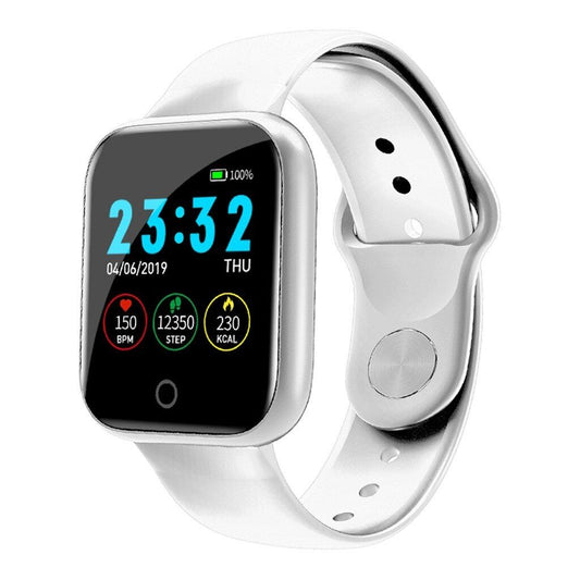 Ceas Smartwatch si Bratara Fitness Fashion Ideal 5.0, Monitorizare ritm cardiac si tensiune arteriala, Afisaj multiplu, Notificari apeluri/mesaje, Music Play Control, Silicon Alba