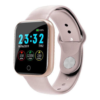 Ceas Smartwatch si Bratara Fitness Fashion Ideal 5.0, Monitorizare ritm cardiac si tensiune arteriala, Afisaj multiplu, Notificari apeluri/mesaje, Music Play Control, Silicon Roz