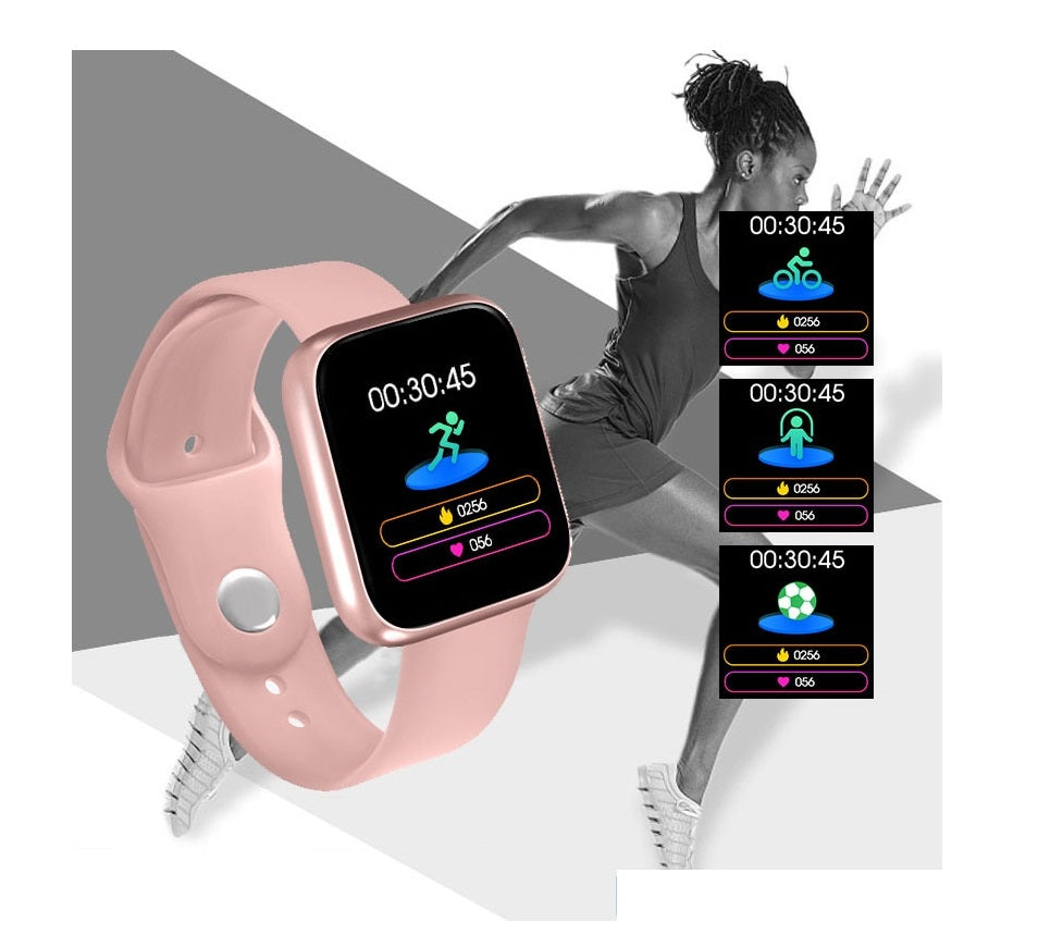 Ceas Smartwatch si Bratara Fitness Fit Fashion I5, Alegere multipla a afisajului, Monitorizare ritm cardiac si tensiune arteriala, Notificari apeluri/mesaje, Asistenta Bluetooth, Music Play Control, Silicon Rose Gold