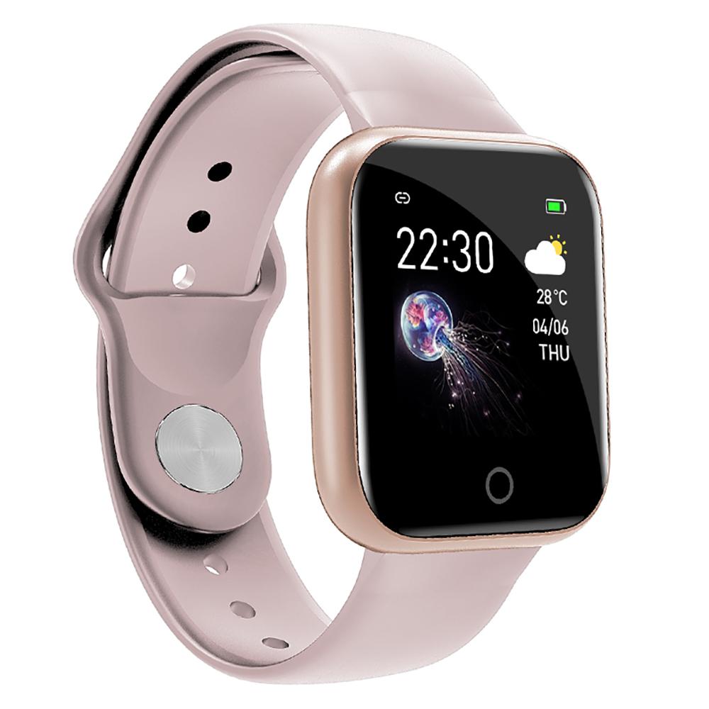 Ceas Smartwatch si Bratara Fitness Fit Fashion I5, Alegere multipla a afisajului, Monitorizare ritm cardiac si tensiune arteriala, Notificari apeluri/mesaje, Asistenta Bluetooth, Music Play Control, Silicon Rose Gold