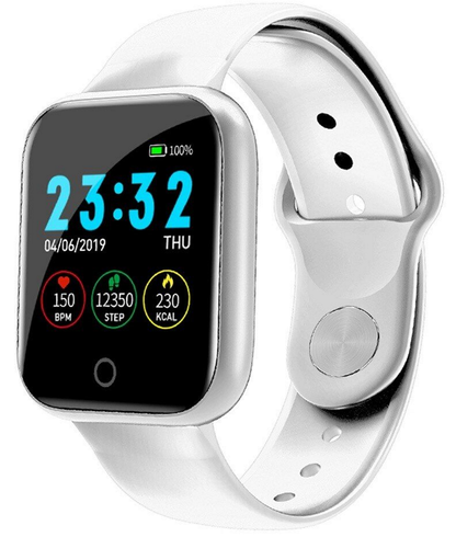 Ceas Smartwatch si Bratara Fitness Fit Fashion I5, Alegere multipla a afisajului, Monitorizare ritm cardiac si tensiune arteriala, Notificari apeluri/mesaje, Asistenta Bluetooth, Music Play Control, Silicon Alba