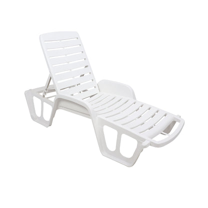 Sezlong plaja iMK, structura plastic, alb, 192 x 71 x 100 cm