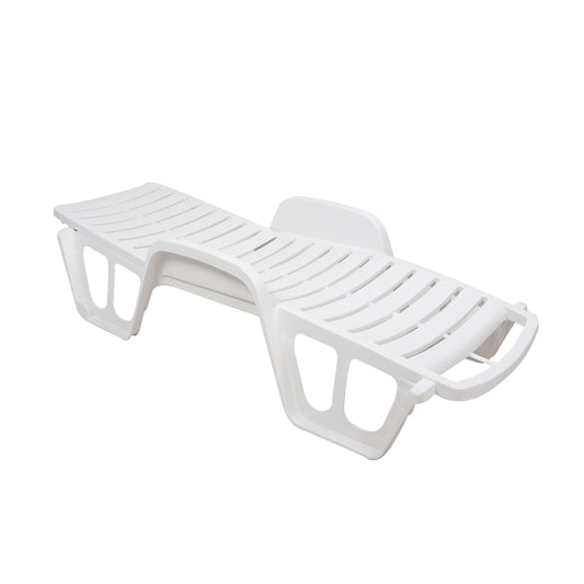 Sezlong plaja iMK, structura plastic, alb, 192 x 71 x 100 cm